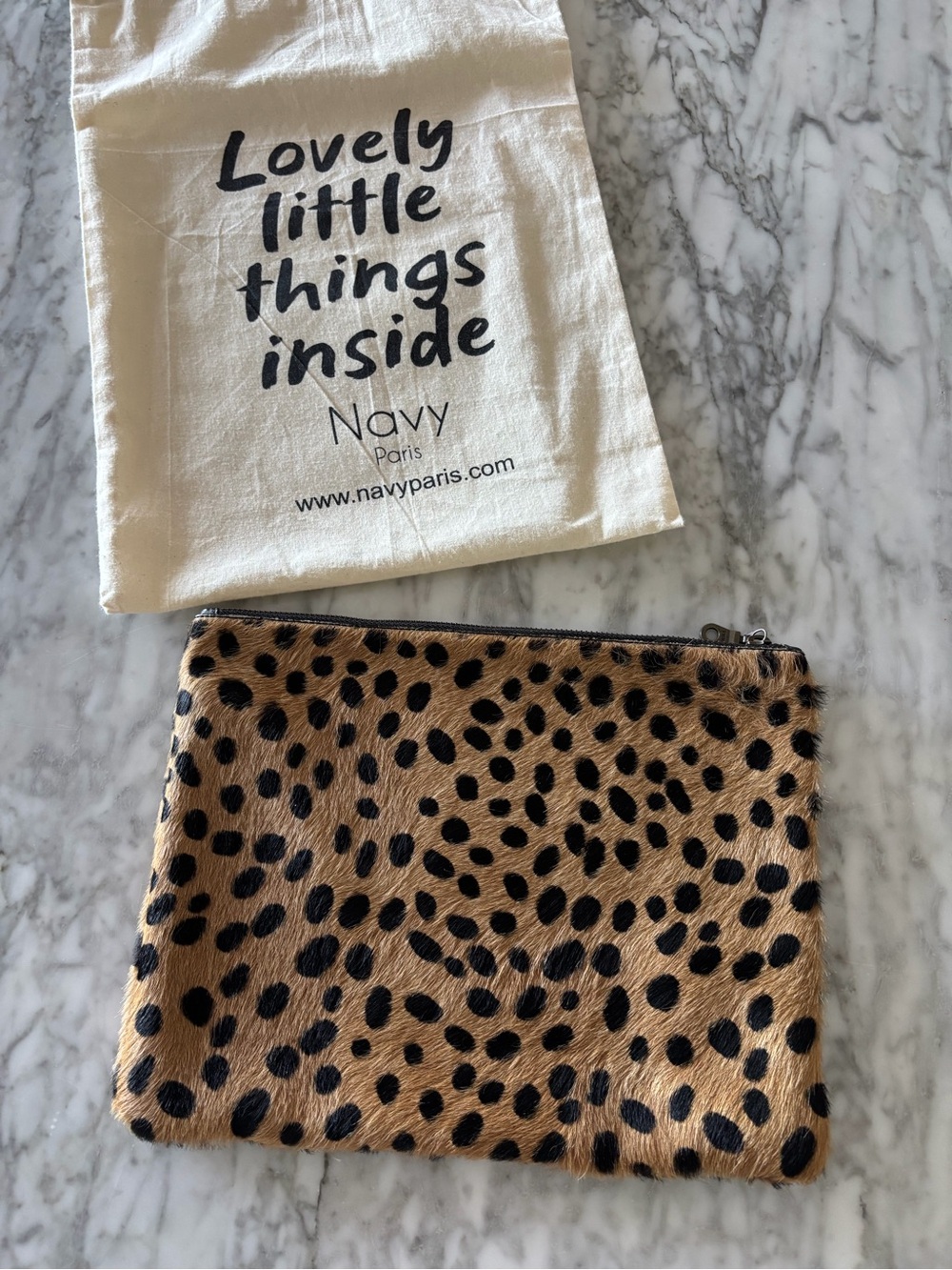 Soirée Leopard Print Zip Pouch - Tan & Black